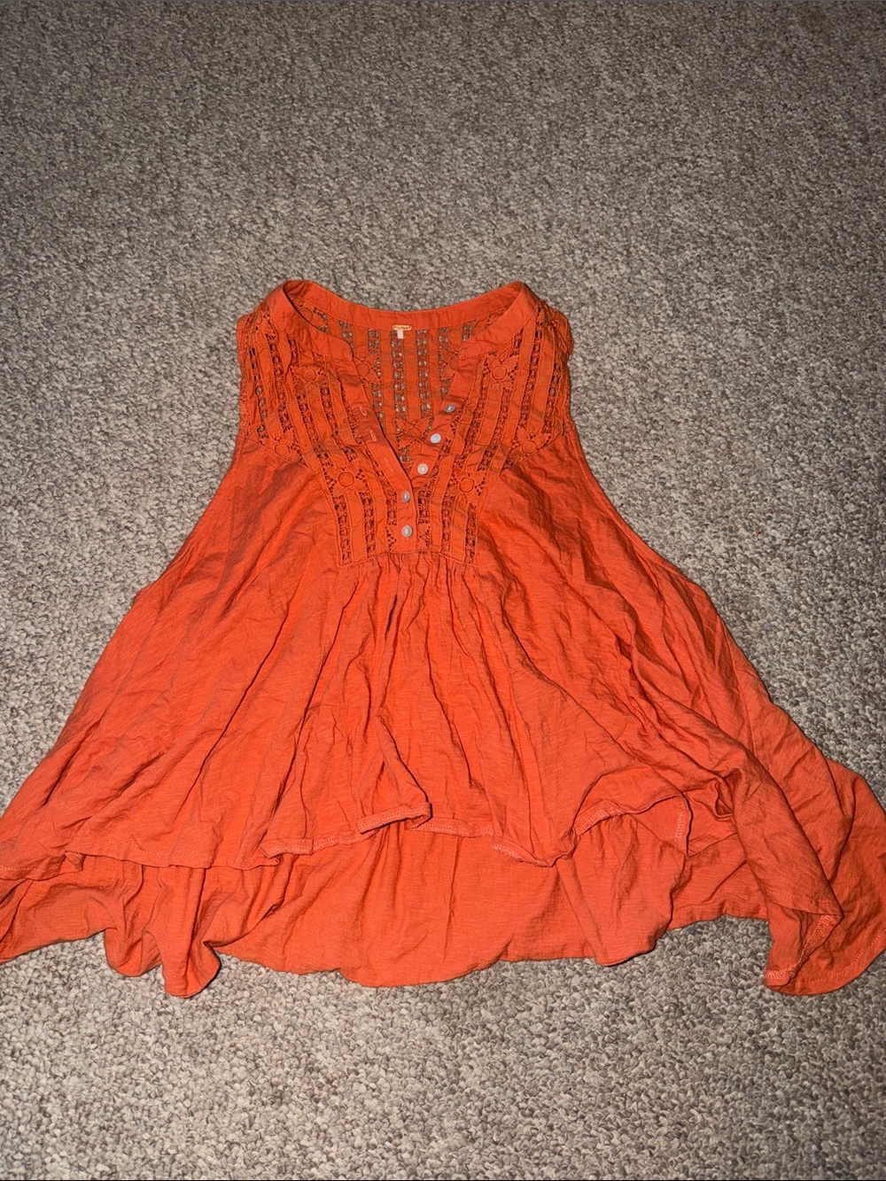 Free People Sleeveless Orange Crochet-Detail Flowing Women's Top